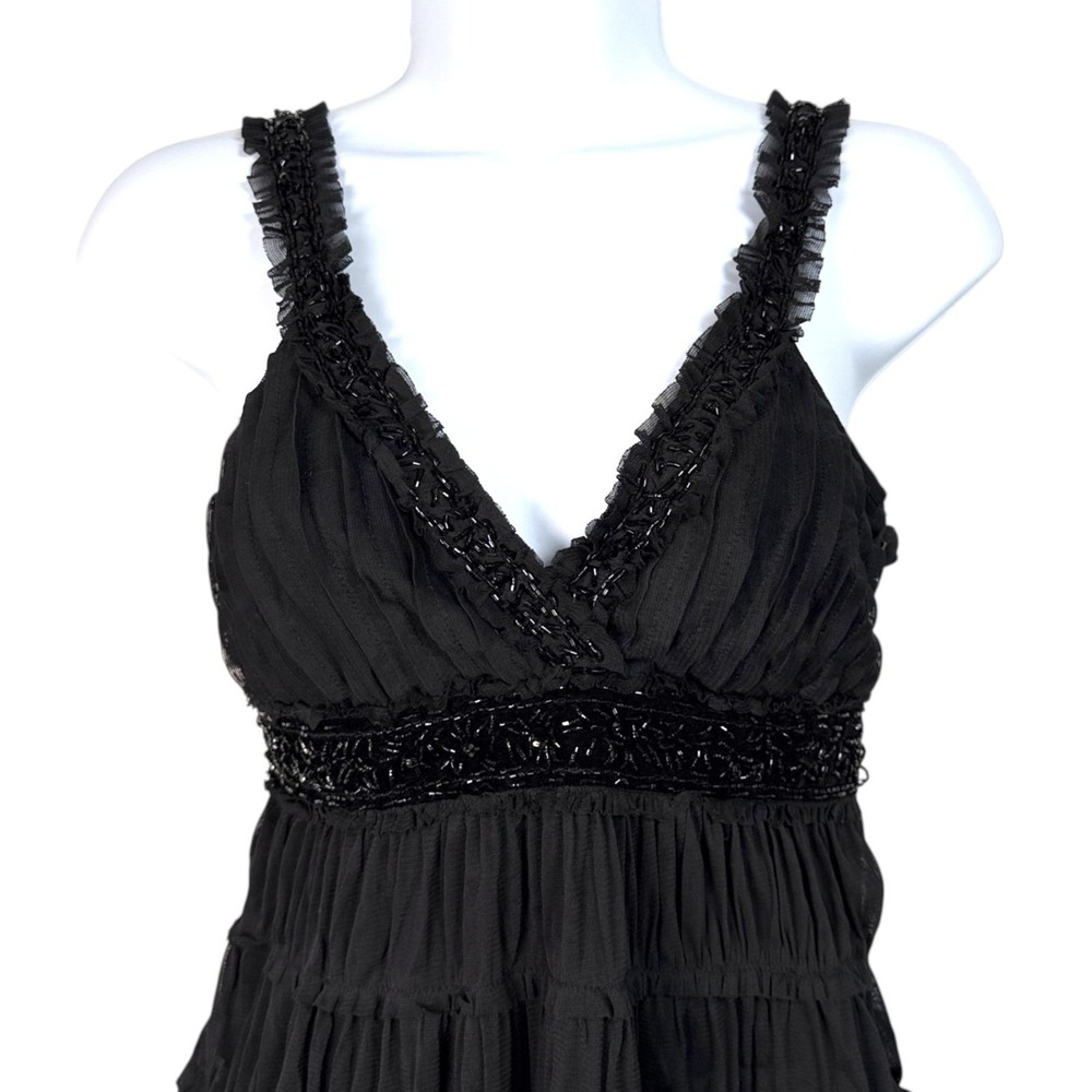 Vintage Y2K Black Ruffle Lace Babydoll Cami Top S Coquette Dark Fairy Whimsigoth - Picture 3 of 9